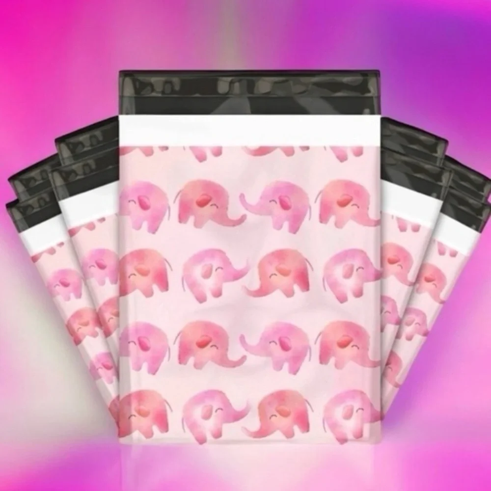 (10) 10x13 Pink Elephants Poly Mailers